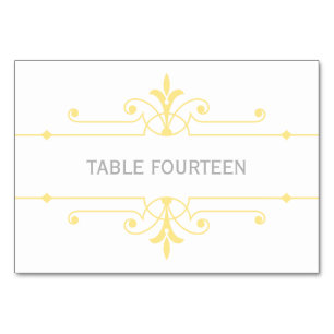 Yellow v2 Fancy Ornamental Wedding Table Card