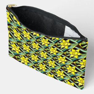 Yellow Valuable Flowers Pattern Accessory Pouch