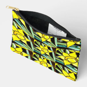 Yellow Valuable Flowers Pattern Accessory Pouch