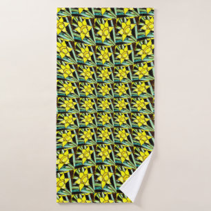 Yellow Valuable Flowers Pattern Bath Towel