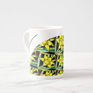 Yellow Valuable Flowers Pattern Bone China Mug