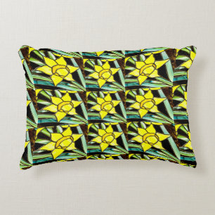 Yellow Valuable Flowers Pattern Decorative Cushion