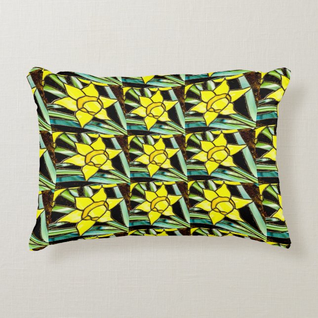 Yellow Valuable Flowers Pattern Decorative Cushion (Front)