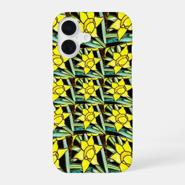 Yellow Valuable Flowers Pattern iPhone 16 Case (Back)