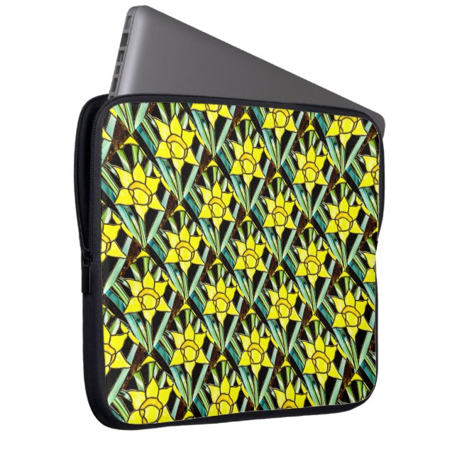 Yellow Valuable Flowers Pattern Laptop Sleeve (Front Right)