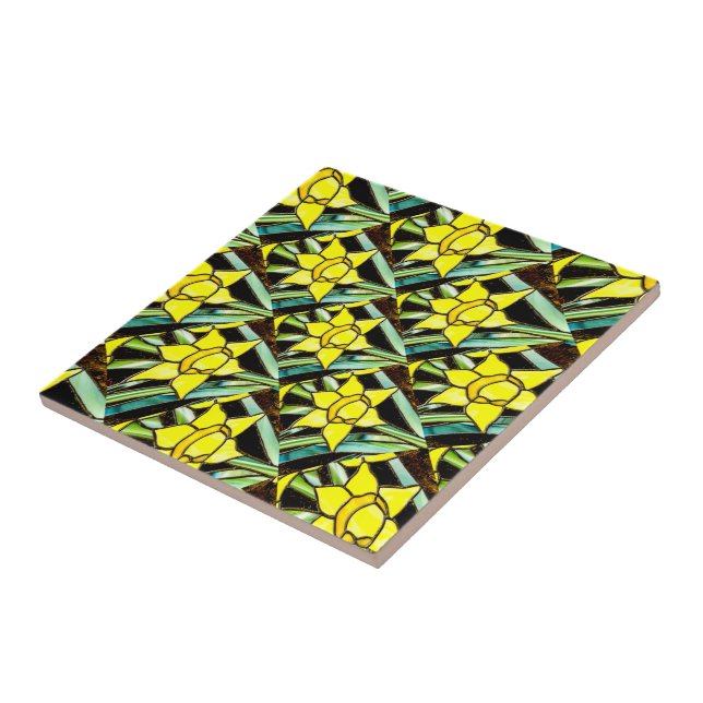 Yellow Valuable Flowers Pattern Tile (Side)