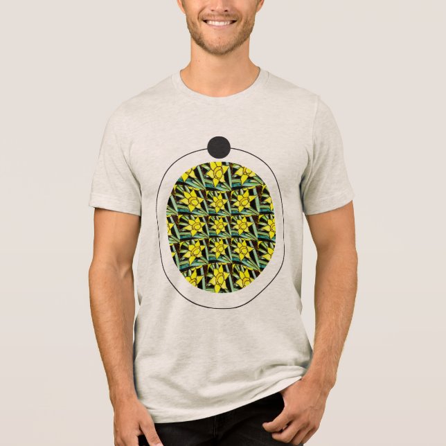 Yellow Valuable Flowers Pattern Tri-Blend Shirt (Front)