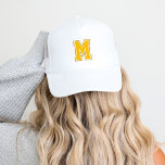 Yellow Varsity Monogram Trucker Hat<br><div class="desc">Show off your sporty side with a custom baseball cap featuring a bold collegiate-style monogram letter. Personalise it with your favourite colours to match your sports team or personal style for a look that's uniquely yours. Perfect for game days, casual outings, or as a standout gift for fans and athletes...</div>