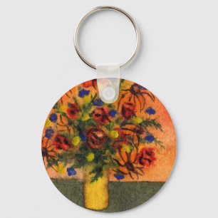 "Yellow Vase" Floral Keychain