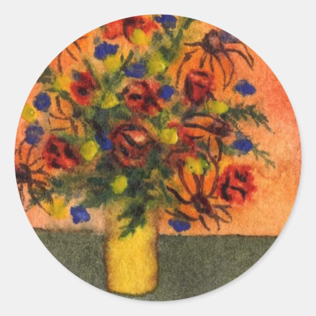 "Yellow Vase" Floral Sticker (Front)