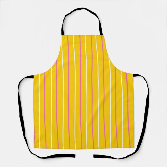 Yellow Vertical Stripe Pattern Apron (Front)