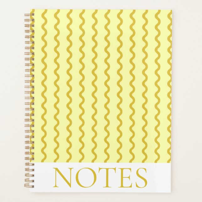 Yellow Vertical Wavy Stripe Modern Minimalist  Planner (Front)