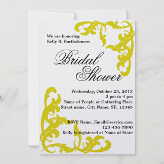 Yellow Victorian Flourish Filigree Bridal Shower Invitation