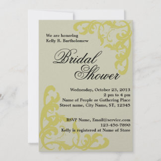 Yellow Victorian Flourish Filigree Bridal Shower Invitation