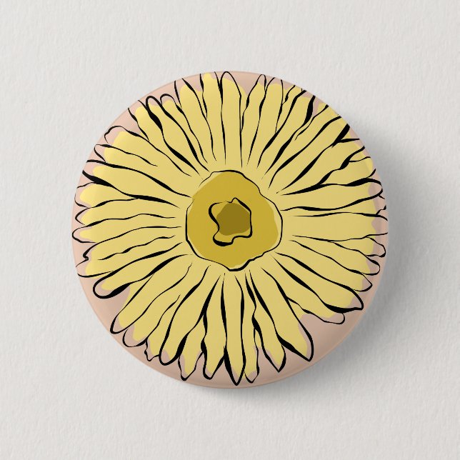 Yellow vintage abstract sunflower 6 cm round badge (Front)