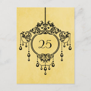 Yellow Vintage Chandelier Table Number Postcard