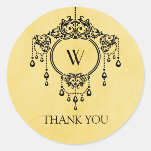 Yellow Vintage Chandelier Thank You Stickers