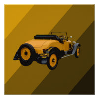 Yellow Vintage Convertible Car, Poster
