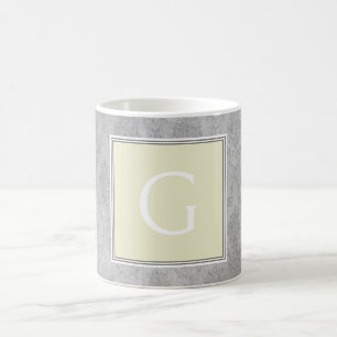 Yellow Vintage Damask Monogram Mug