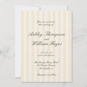Yellow Vintage Elegant Striped Wedding Invitation