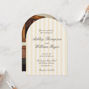 Yellow Vintage Elegant Striped Wedding Invitation