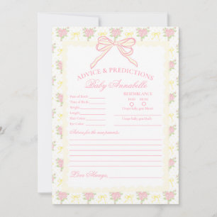 Yellow Vintage Fancy Floral Baby Advice Card