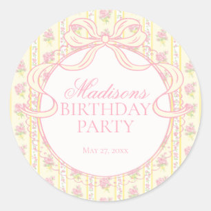 Yellow Vintage Fancy Floral Birthday Circle Seal