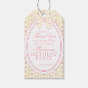 Yellow Vintage Fancy Floral Birthday Party Favours Gift Tags