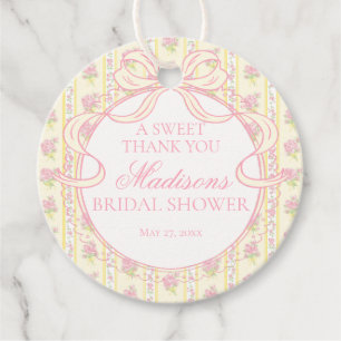 Yellow Vintage Fancy Floral Bridal Shower Circle Favour Tags