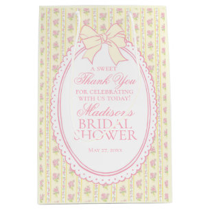 Yellow Vintage Fancy Floral Bridal Shower Favours Medium Gift Bag