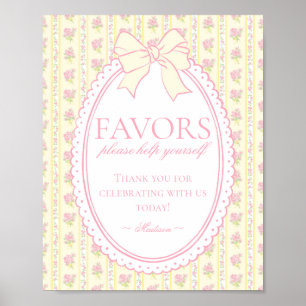 Yellow Vintage Fancy Floral Favors Sign