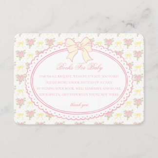 Yellow Vintage Floral Books for Baby Invite Insert