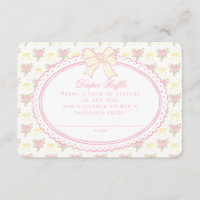 Yellow Vintage Floral Diaper Raffle Invite Insert