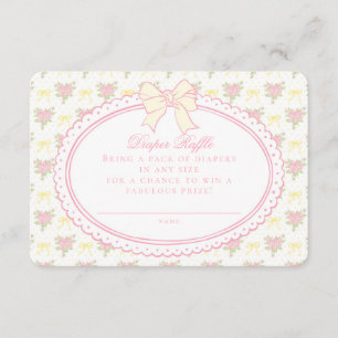 Yellow Vintage Floral Diaper Raffle Invite Insert