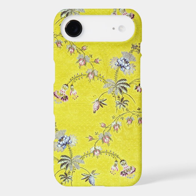Yellow Vintage Flower Pattern Case-Mate iPhone Case (Back)