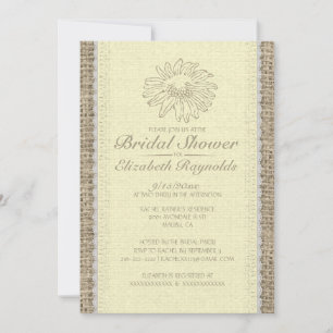 Yellow Vintage Lace Bridal Shower Invitations