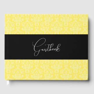 Yellow Vintage Pattern Wedding Guest Book