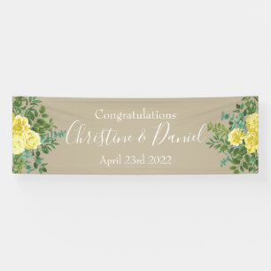 Yellow Vintage Rose Elegant Wedding Banner