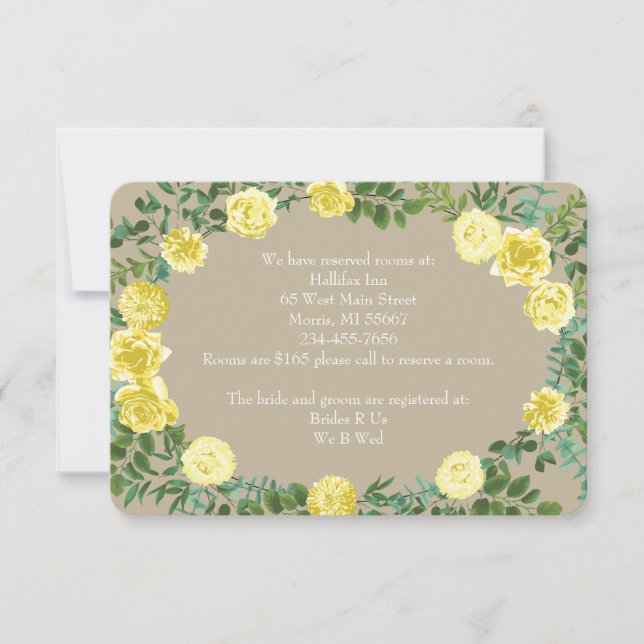 Yellow Vintage Rose Elegant Wedding Invitation (Front)