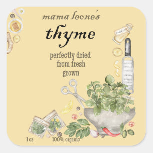 Yellow Vintage Rosemary Jar Bottle  Square Sticker