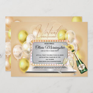 Yellow Virtual Bridal Shower Celebration Laptop Invitation