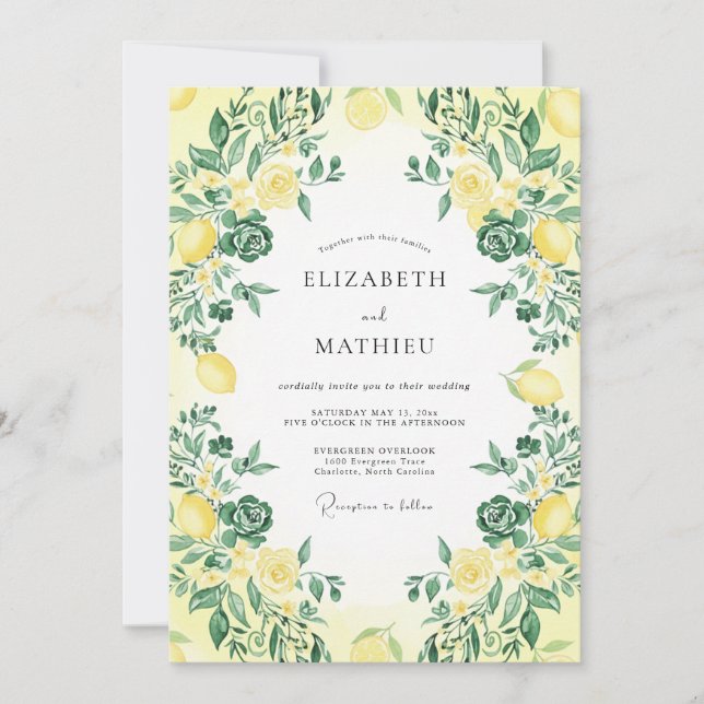Yellow Vivid Citrus Summer Wedding Invitation (Front)