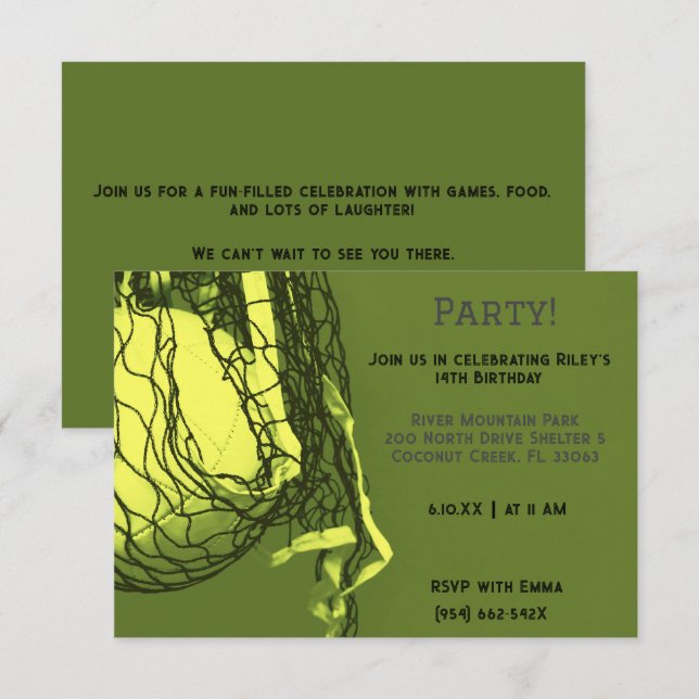 Yellow Volleyball Birthday  Invitation (Front/Back)