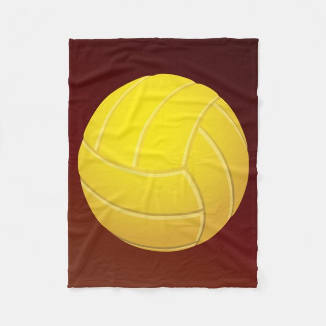 Yellow Volleyball Earthy Red Background Fleece Blanket (Front)