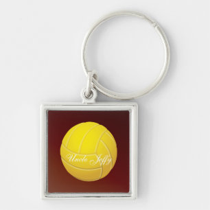 Yellow Volleyball Monogram Name Key Ring