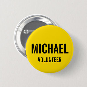 Yellow Volunteer Badge with Custom Name