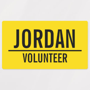 Yellow Volunteer Badge with Custom Name