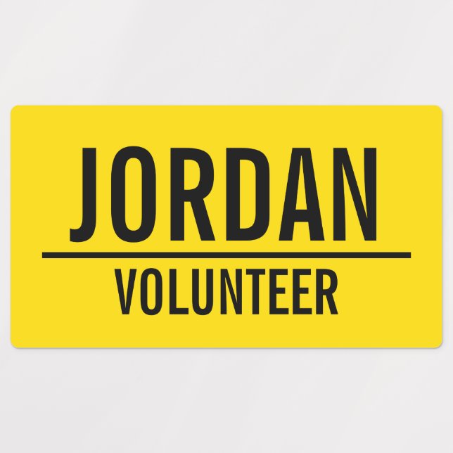 Yellow Volunteer Badge with Custom Name (Design 1)