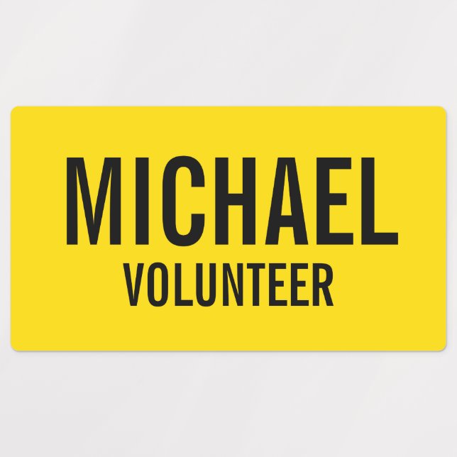 Yellow Volunteer Badge with Custom Name (Design 1)