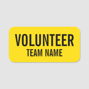 Yellow Volunteer Badge with Custom Team Name